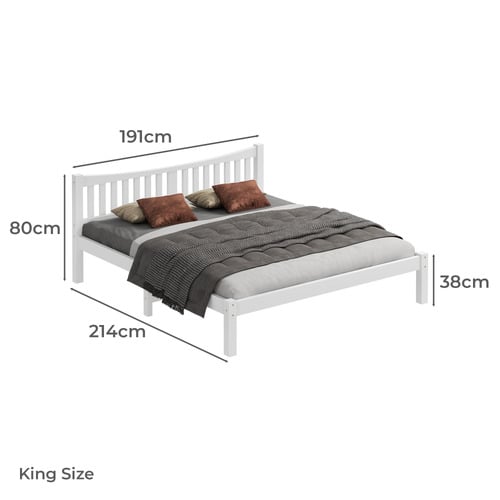 White Carmilla Pine Wood Bed Frame