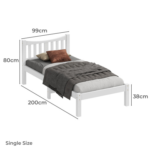 White Carmilla Pine Wood Bed Frame