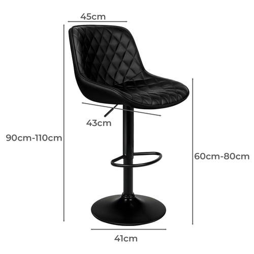 Black Nunnally Faux Leather Adjustable Bar Stool