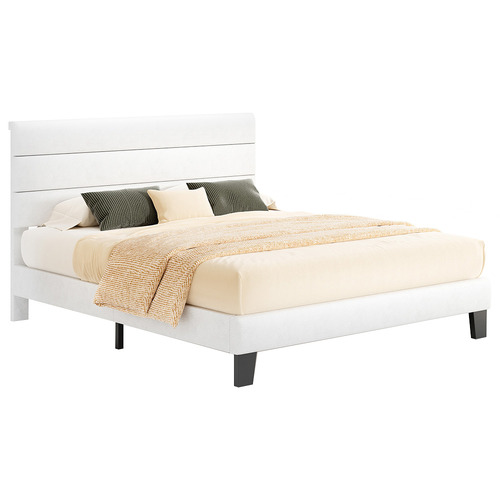 White Kade Faux Leather Platform Bed