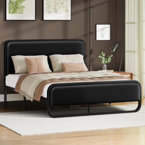 Black-Stephan-Faux-Leather-Bed-Frame