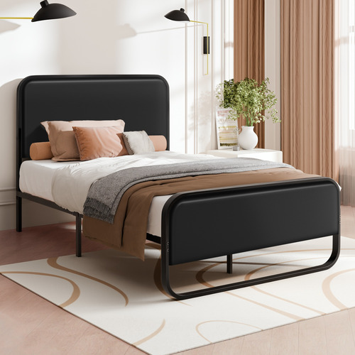 Black-Stephan-Faux-Leather-Bed-Frame