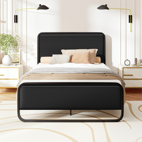 Black-Stephan-Faux-Leather-Bed-Frame
