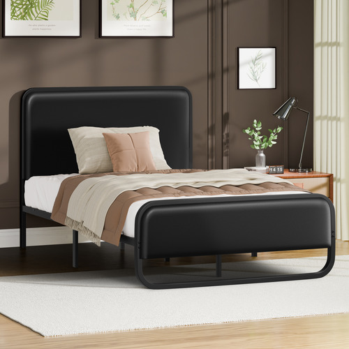 Black-Stephan-Faux-Leather-Bed-Frame