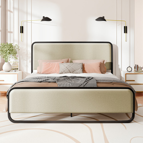 Beige-Stephan-Upholstered-Bed-Frame