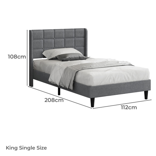 Grey Hobbs Upholstered Bed Frame