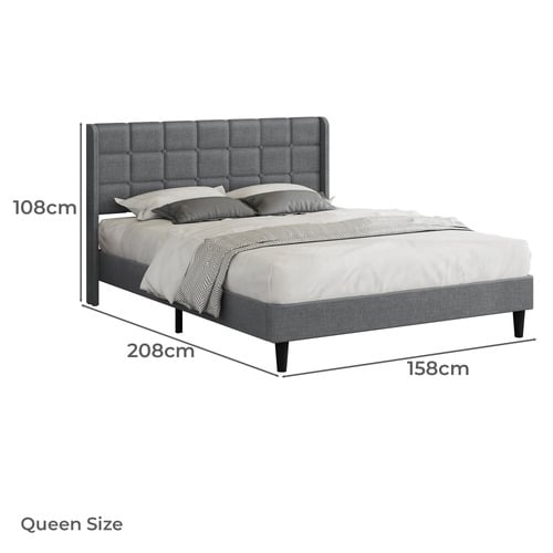 Grey Hobbs Upholstered Bed Frame