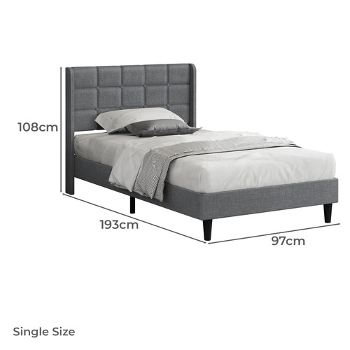 Grey Hobbs Upholstered Bed Frame