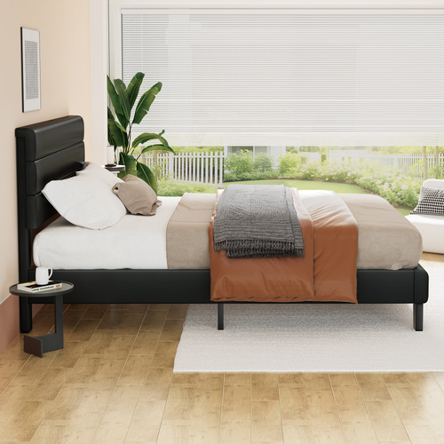 Black-Preston-Faux-Leather-Bed-Frame