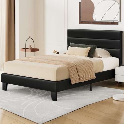 Black-Preston-Faux-Leather-Bed-Frame