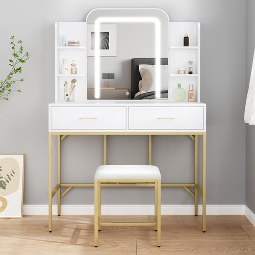 2 Piece Eloise LED Dressing Table & Stool Set
