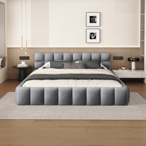 Grey-Ellie-May-Velvet-Platform-Bed