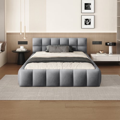Grey-Ellie-May-Velvet-Platform-Bed