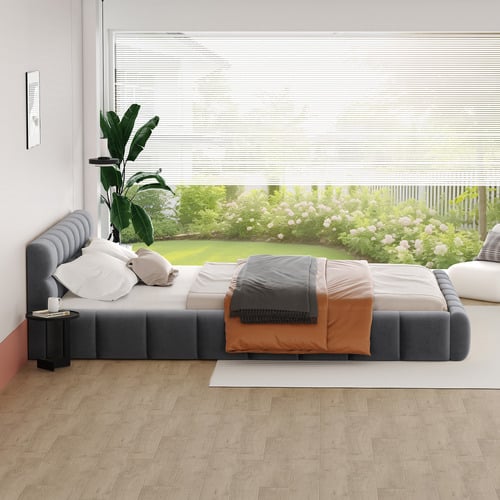 Grey-Ellie-May-Velvet-Platform-Bed