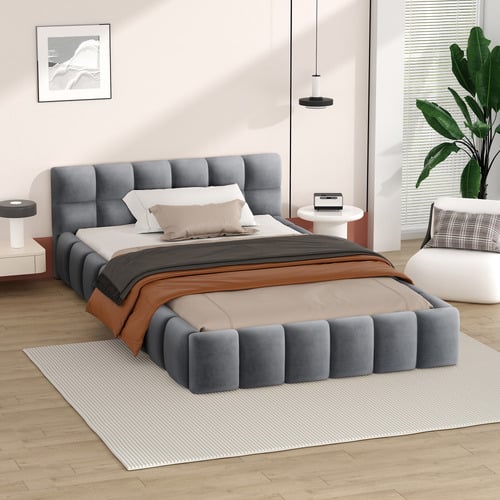Grey-Ellie-May-Velvet-Platform-Bed