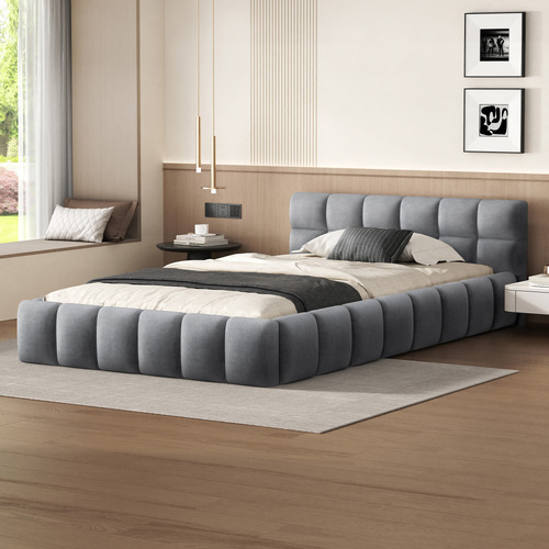 Grey-Ellie-May-Velvet-Platform-Bed