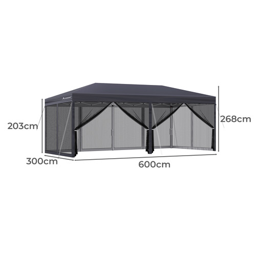 6m x 3m Kelvin Mesh Outdoor Pop-Up Gazebo