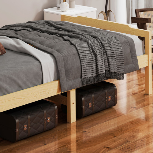 Earlenda Pinewood Bed Base and Mattress Set