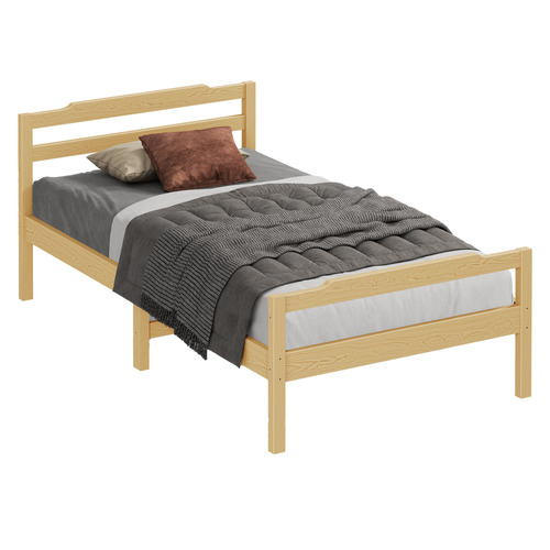 Earlenda Pinewood Bed Base and Mattress Set