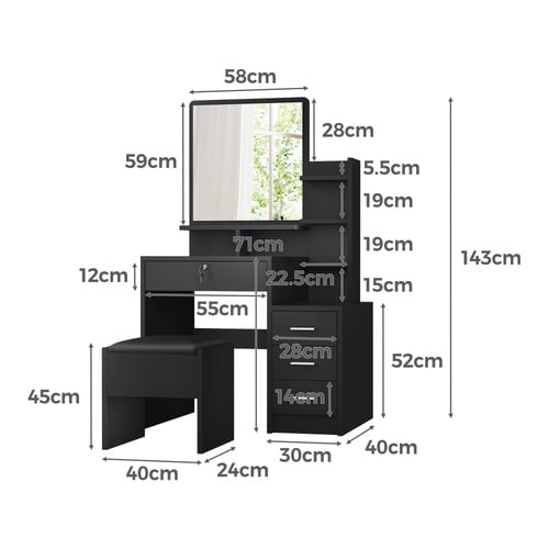 2 Piece Celeste Dressing Table & Stool Set