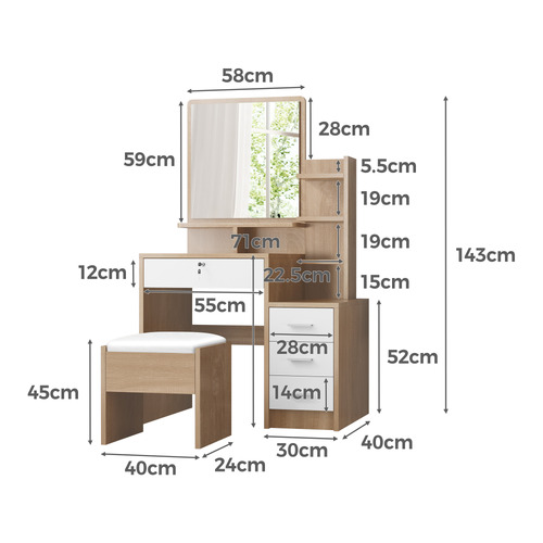 2 Piece Celeste Dressing Table & Stool Set