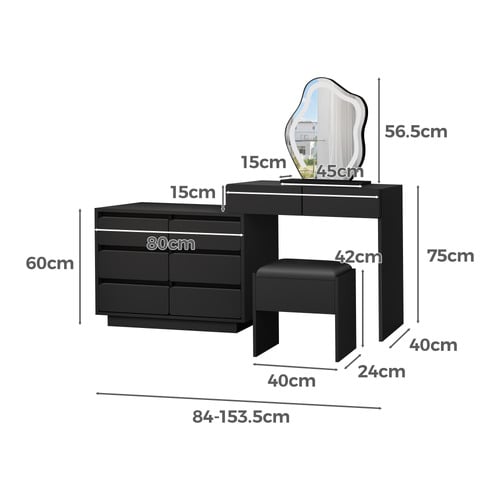2 Piece Phoebe LED Dressing Table & Stool Set