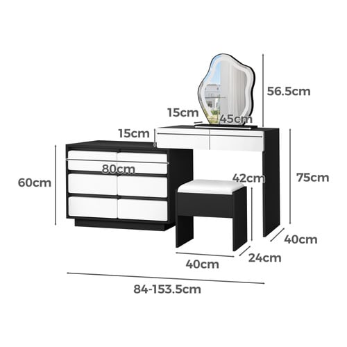 2 Piece Phoebe LED Dressing Table & Stool Set