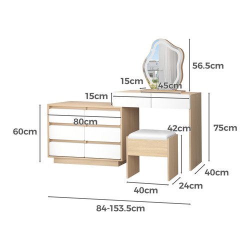 2 Piece Phoebe LED Dressing Table & Stool Set