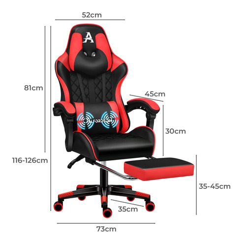 Sova Faux Leather Gaming Chair with Lumbar Massage