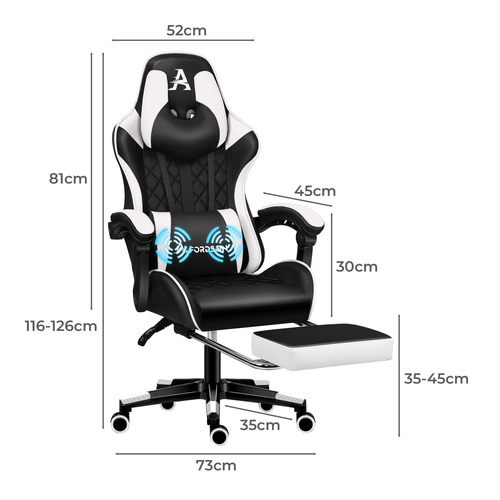 Sova Faux Leather Gaming Chair with Lumbar Massage