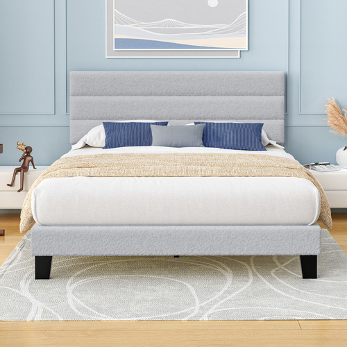 Light-Grey-Preston-Boucle-Bed-Frame