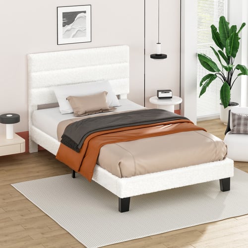White-Preston-Boucle-Bed-Frame
