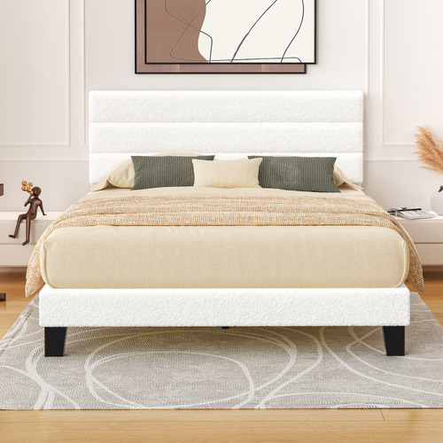 White-Preston-Boucle-Bed-Frame