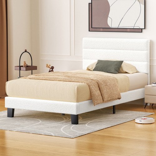 White-Preston-Boucle-Bed-Frame