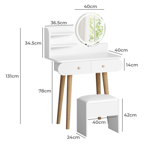 2 Piece Carina Dressing Table & Stool Set