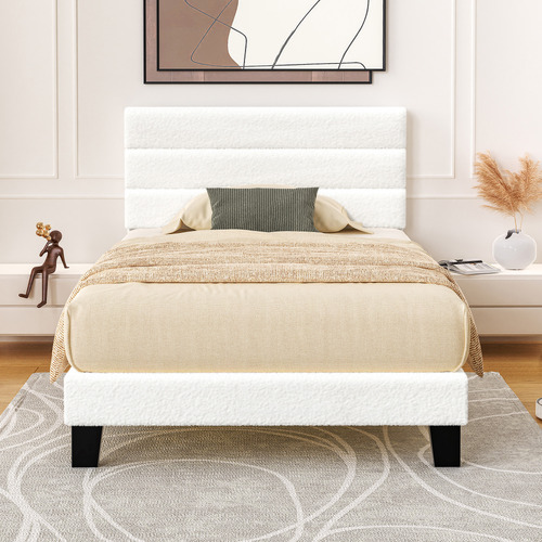 White-Preston-Boucle-Bed-Frame