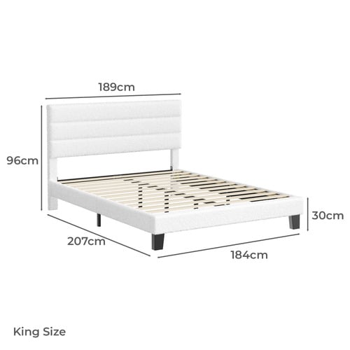White Preston Boucle Bed Frame