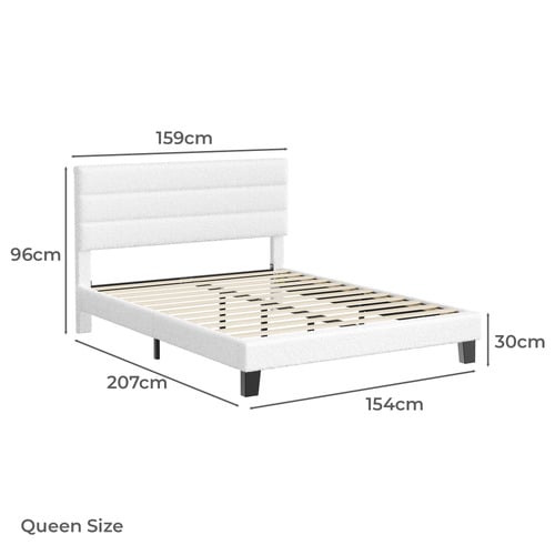 White Preston Boucle Bed Frame