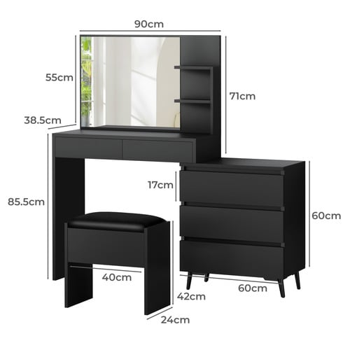 2 Piece Ophelia Dressing Table & Stool Set