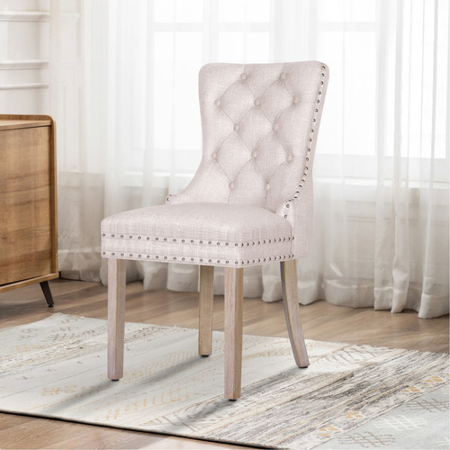 Faust-Tufted-Pine-Wood-Dining-Chairs