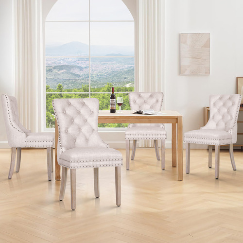 Faust-Tufted-Pine-Wood-Dining-Chairs