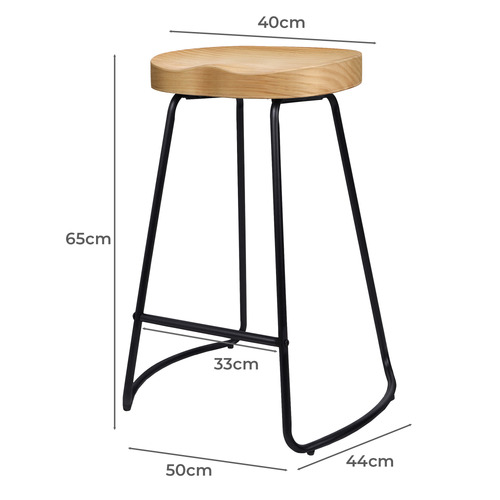 65cm Viggo Elm Wood Barstools