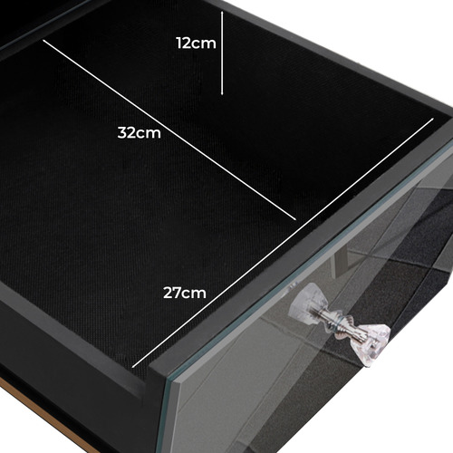 Allia 3 Drawer Mirrored Bedside Table