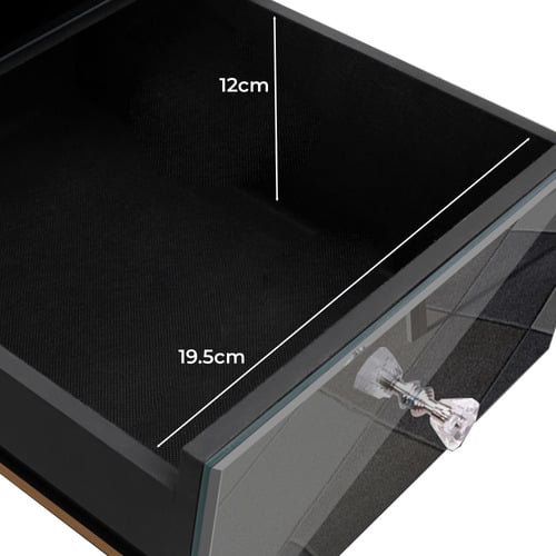 Allia 3 Drawer Mirrored Bedside Table