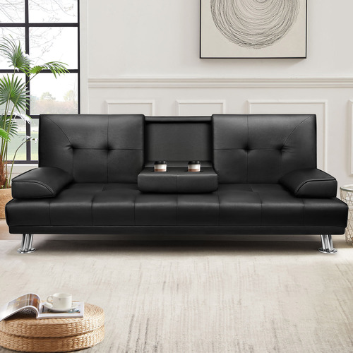 Kyrylo 2 Seater Single Faux Leather Sofa Bed