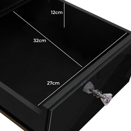 Allia 3 Drawer Mirrored Bedside Table
