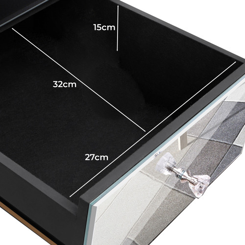 Allia 2 Drawer Mirrored Bedside Table