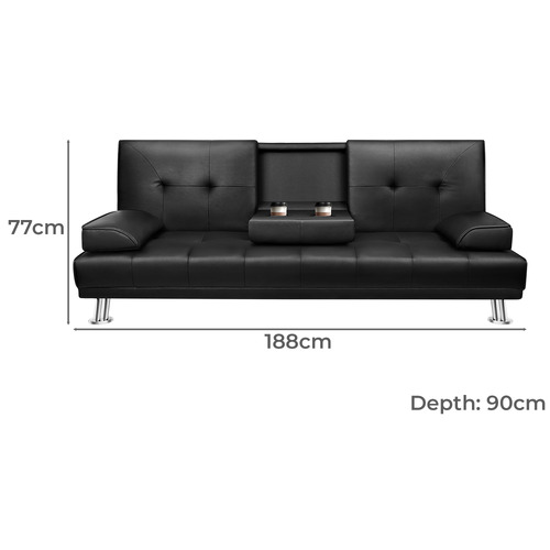 Kyrylo 2 Seater Single Faux Leather Sofa Bed
