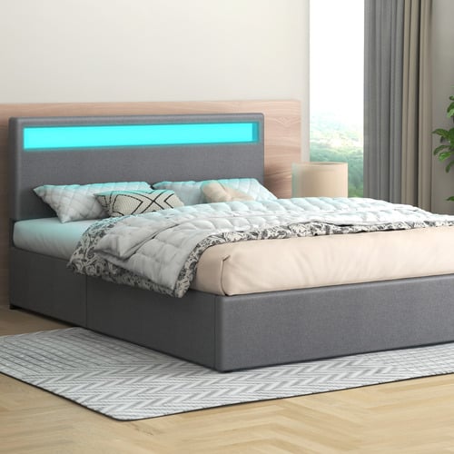 Caledon Upholstered Gas Lift Storage Bed with LED