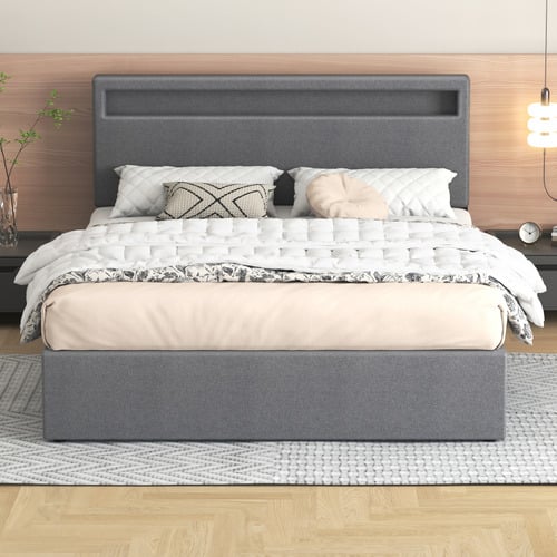 Caledon Upholstered Gas Lift Storage Bed with LED